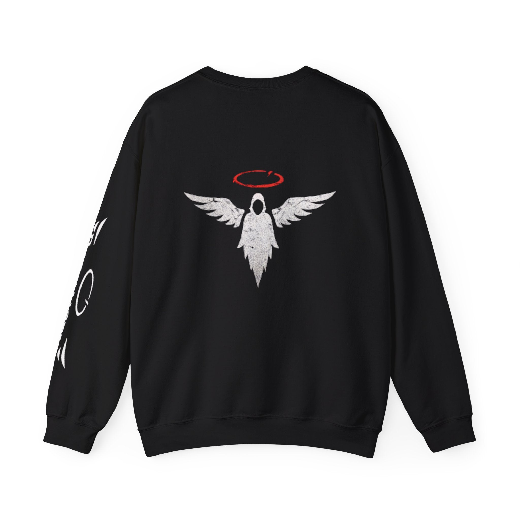 Crewneck Sweatshirt "Even Angels Sin" — Subtle Halo & Wings Graphic