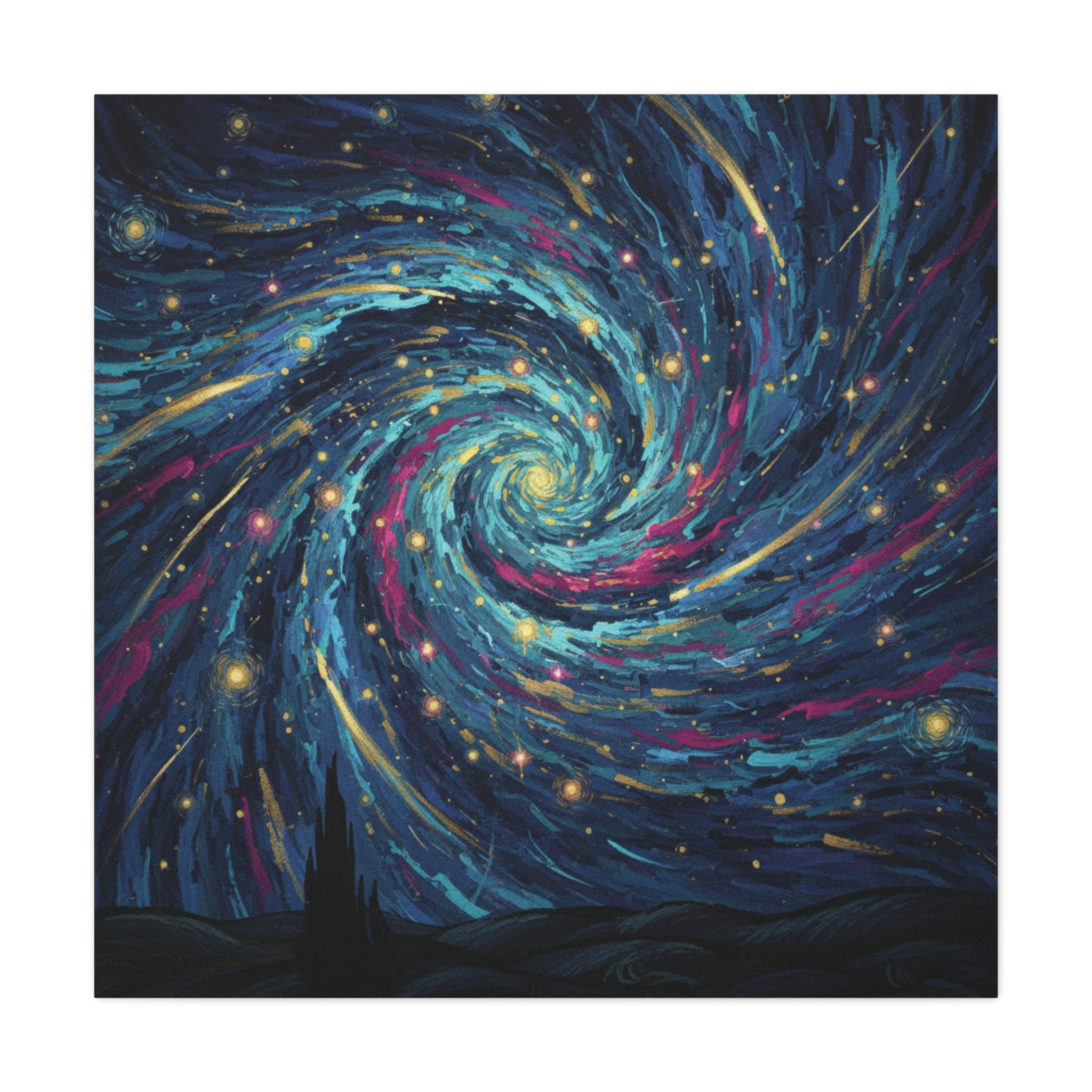 Swirling Galaxy Matte Canvas Print — Starry Night Spiral Wall Art
