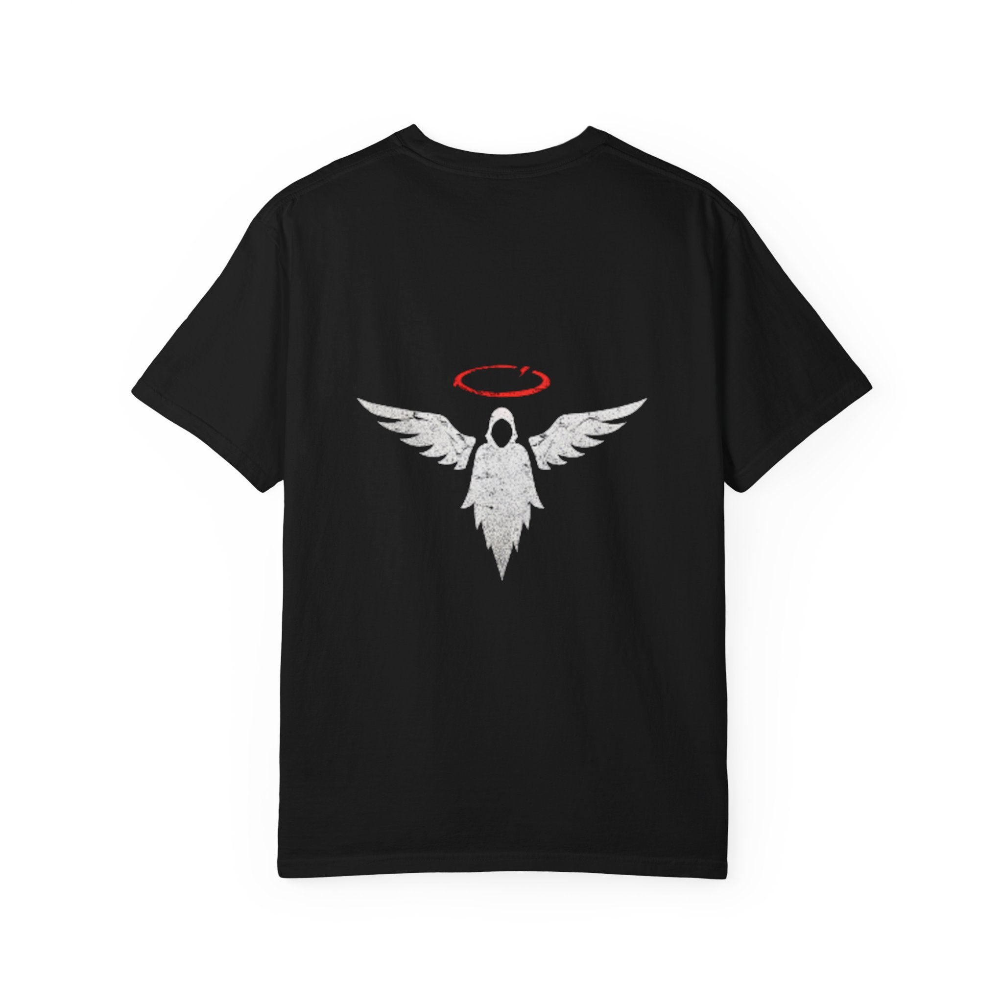 T-Shirt — "Bad Angel" Graphic Tee with Halo & Wings