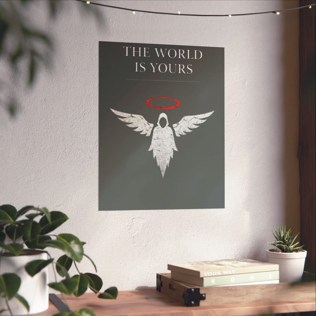 The World Is Yours Angel Poster — Matte Motivational Wall Art