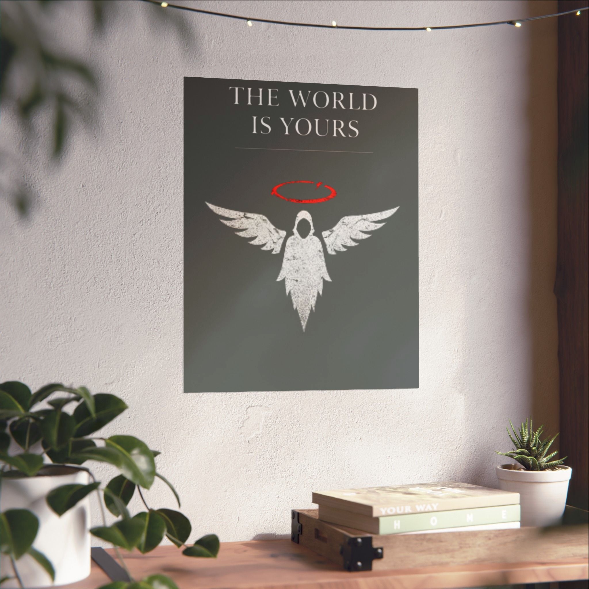 The World Is Yours Angel Poster — Matte Motivational Wall Art