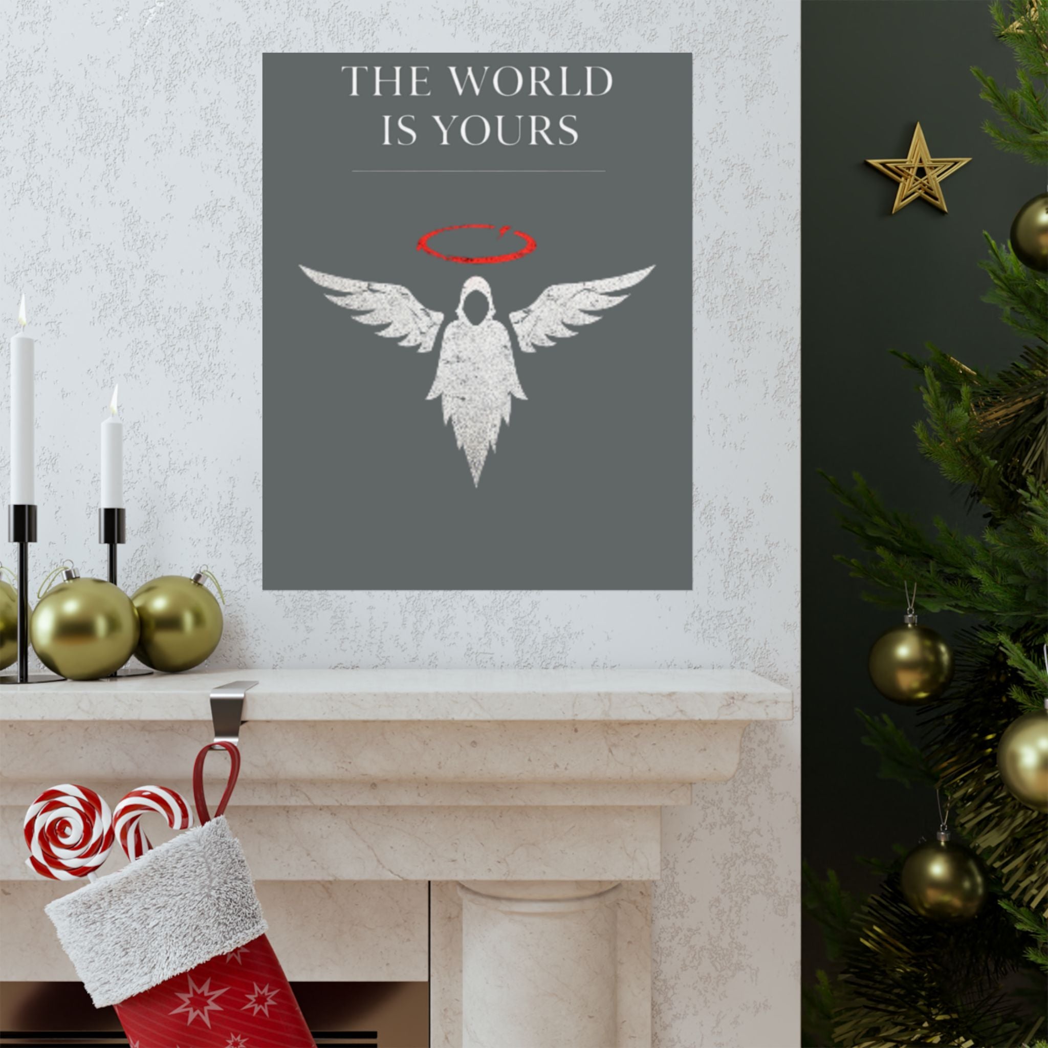 The World Is Yours Angel Poster — Matte Motivational Wall Art