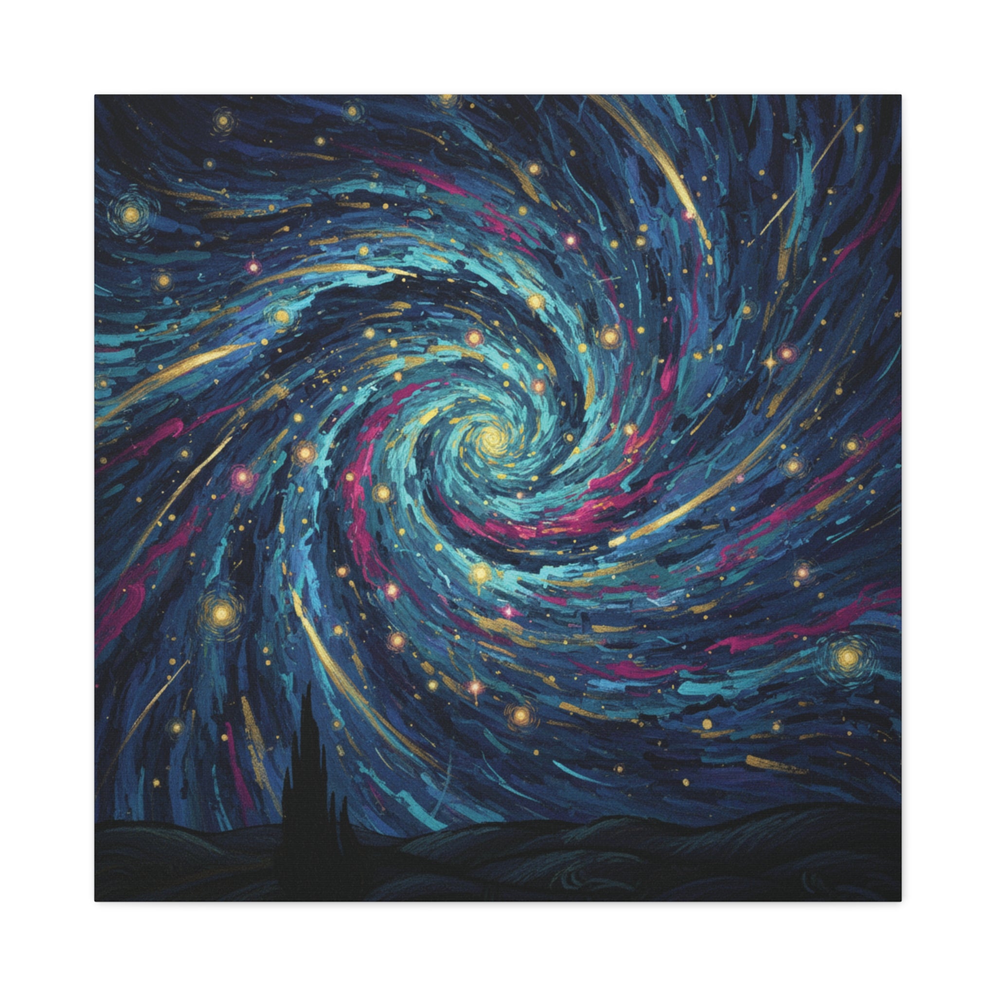 Swirling Galaxy Matte Canvas Print — Starry Night Spiral Wall Art