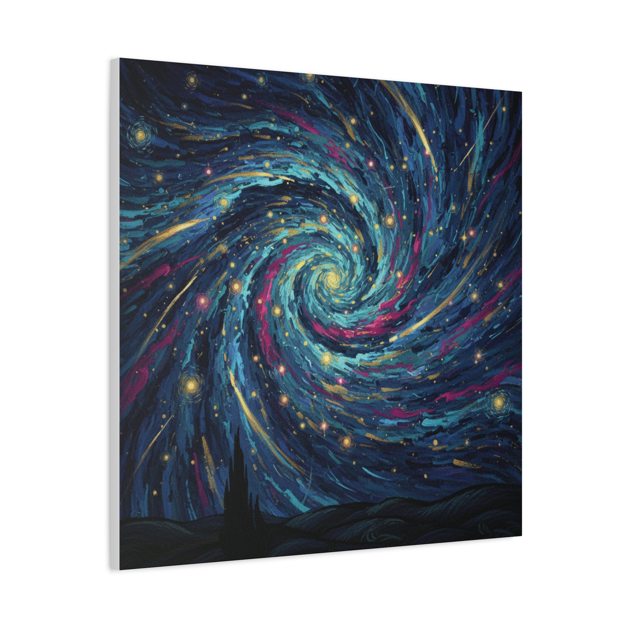 Swirling Galaxy Matte Canvas Print — Starry Night Spiral Wall Art