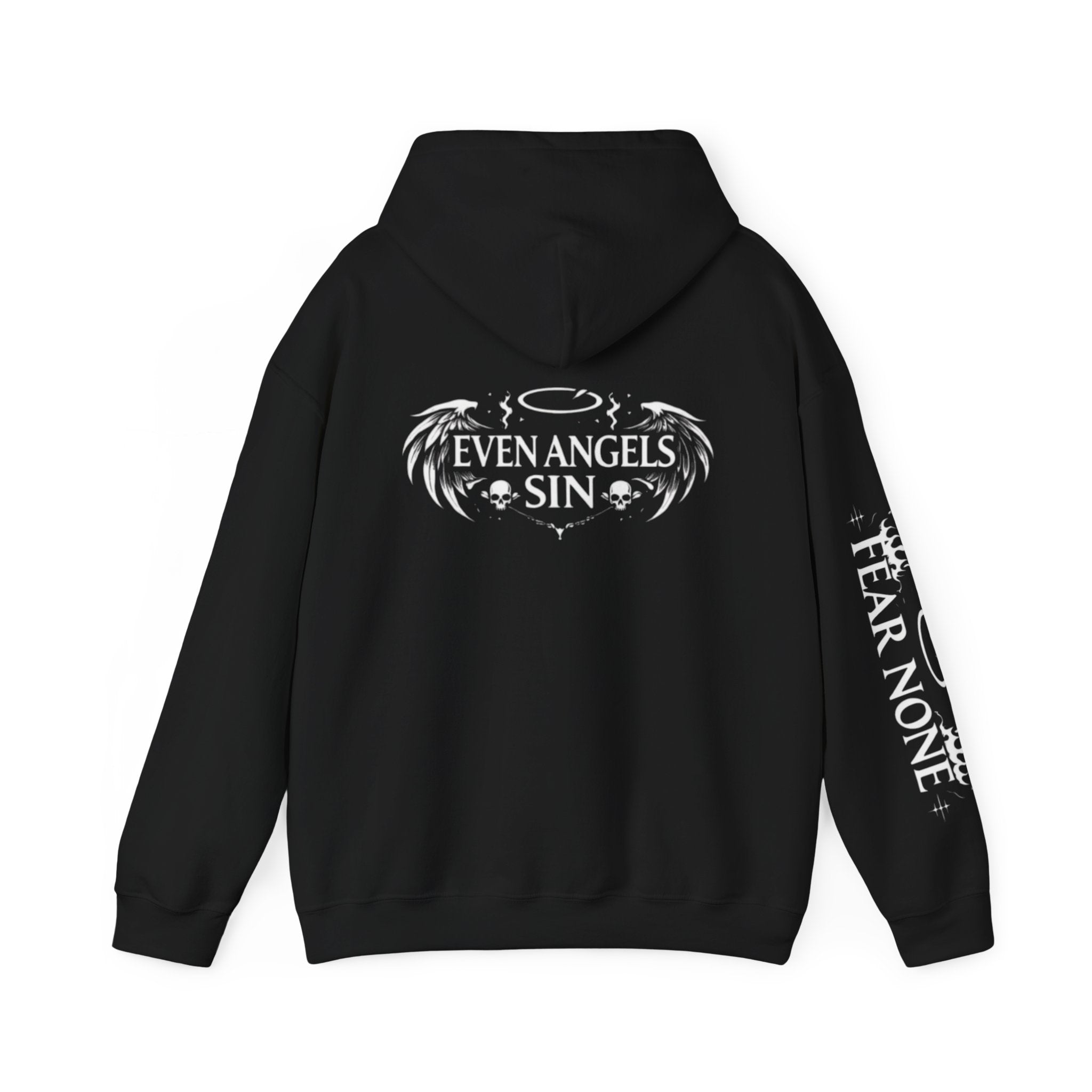 Angel Skull Hoodie — "Even Angels Sin" Graphic Pullover