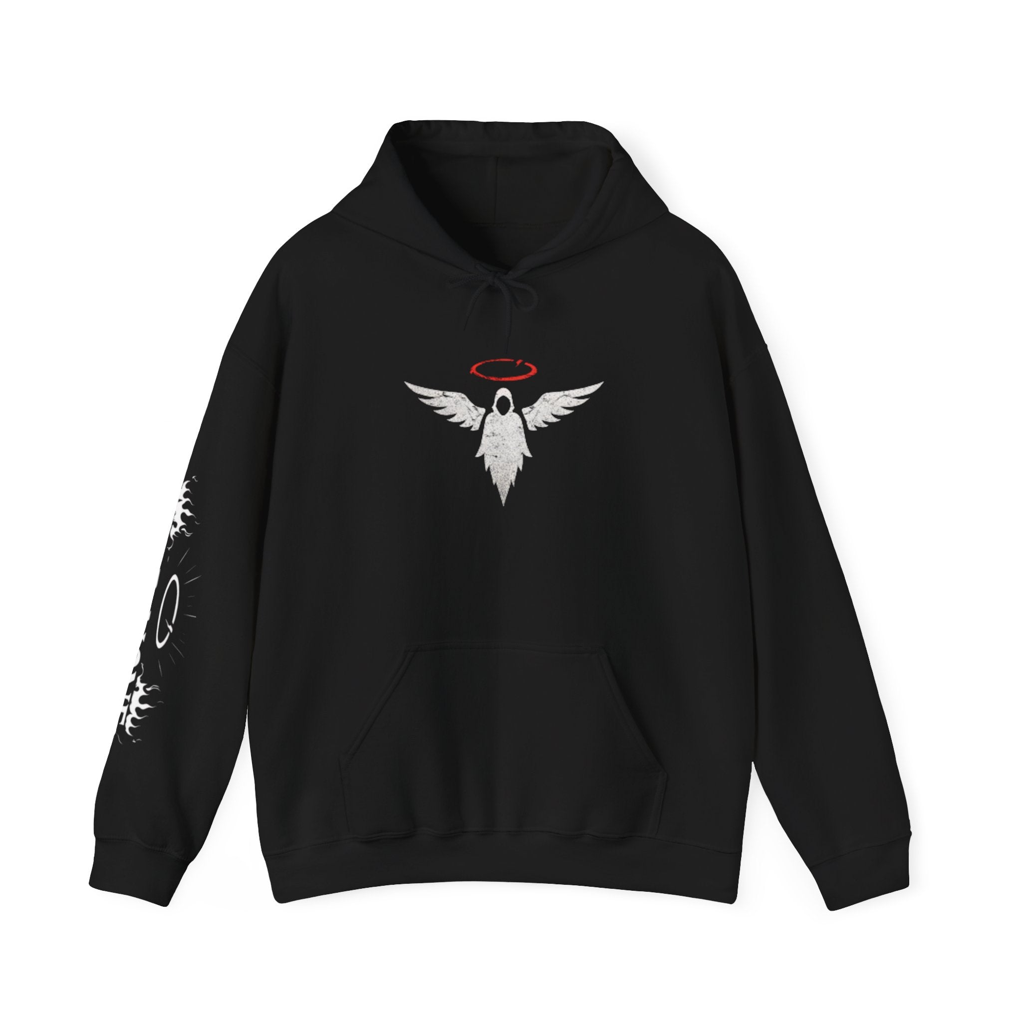 Angel Skull Hoodie — "Even Angels Sin" Graphic Pullover