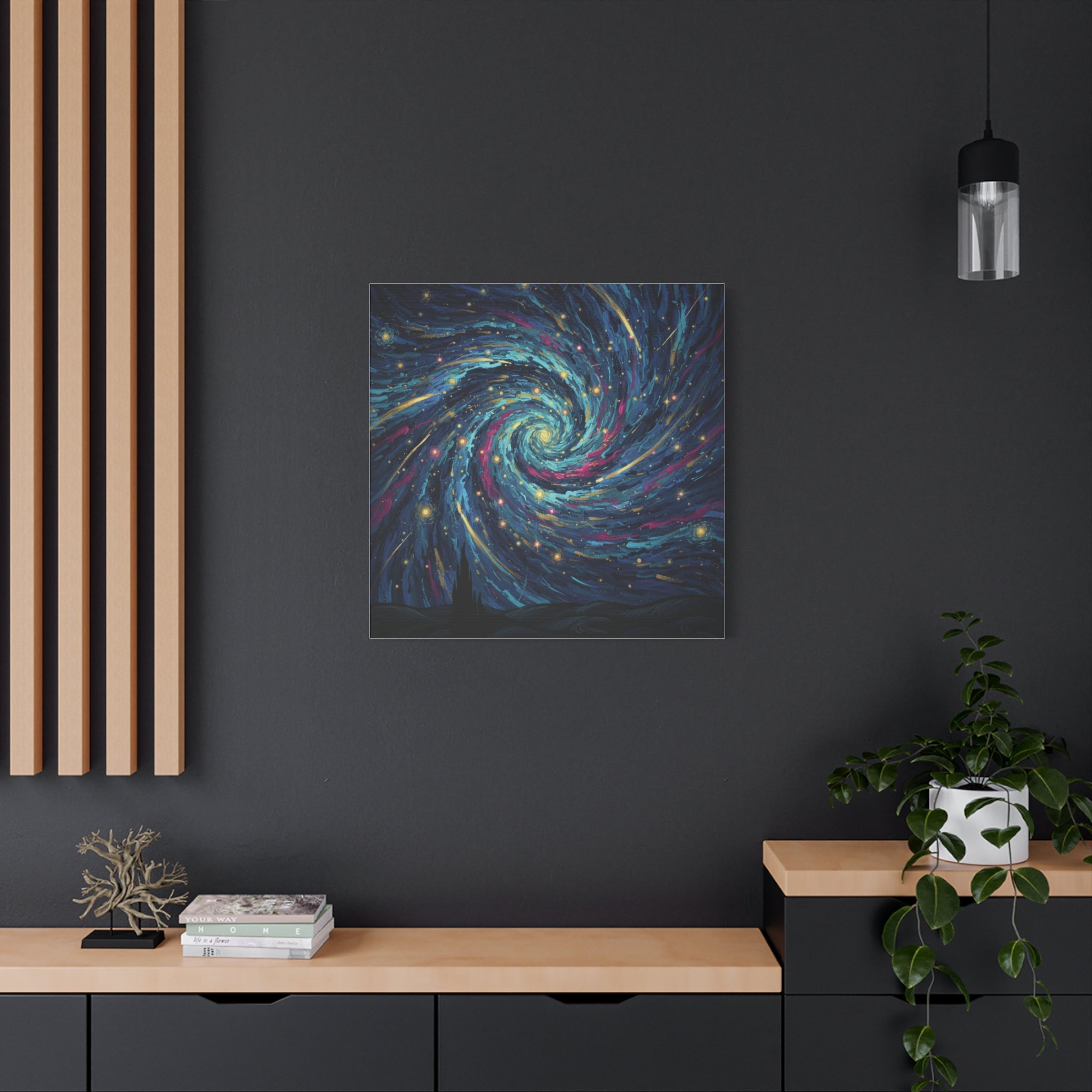Swirling Galaxy Matte Canvas Print — Starry Night Spiral Wall Art