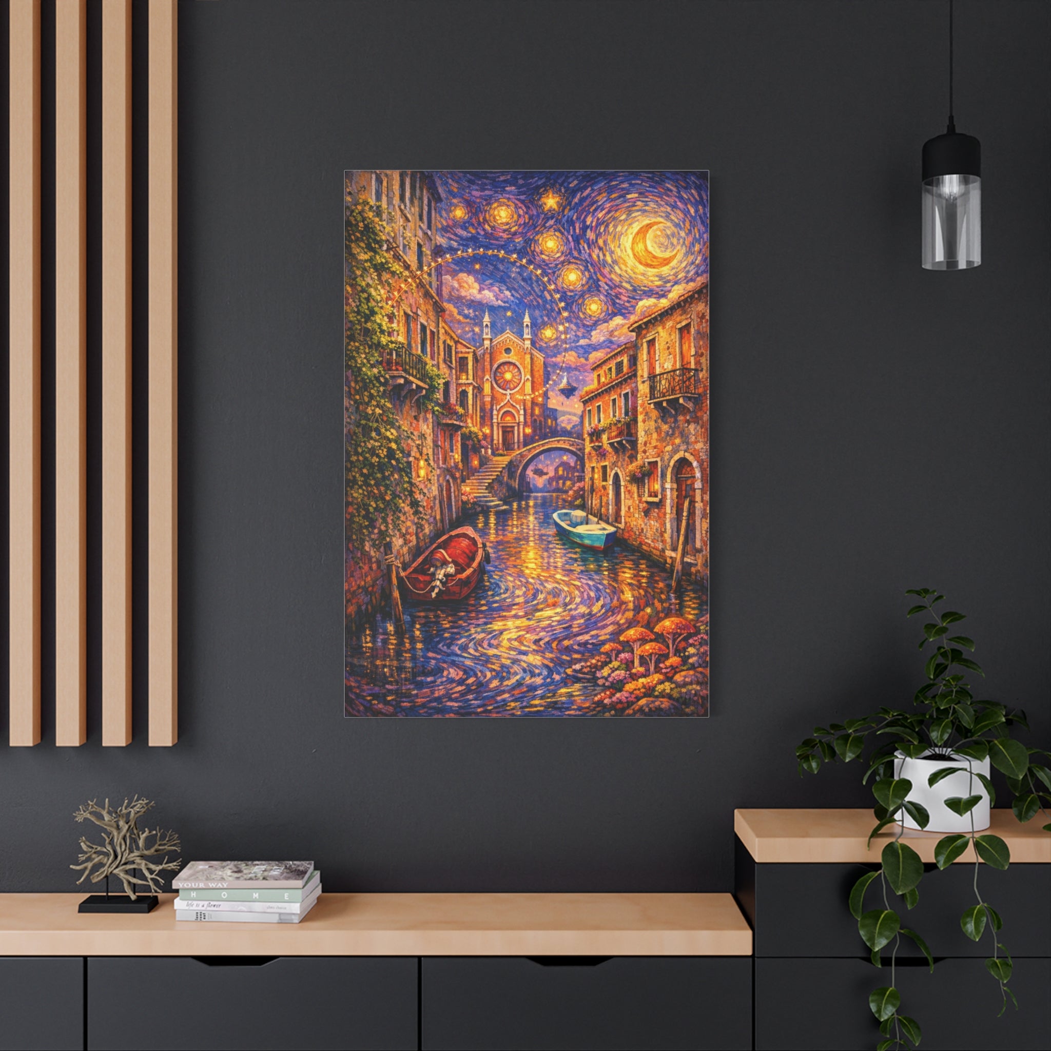 Venice Starry Night Canvas Print — Matte Stretched Wall Art