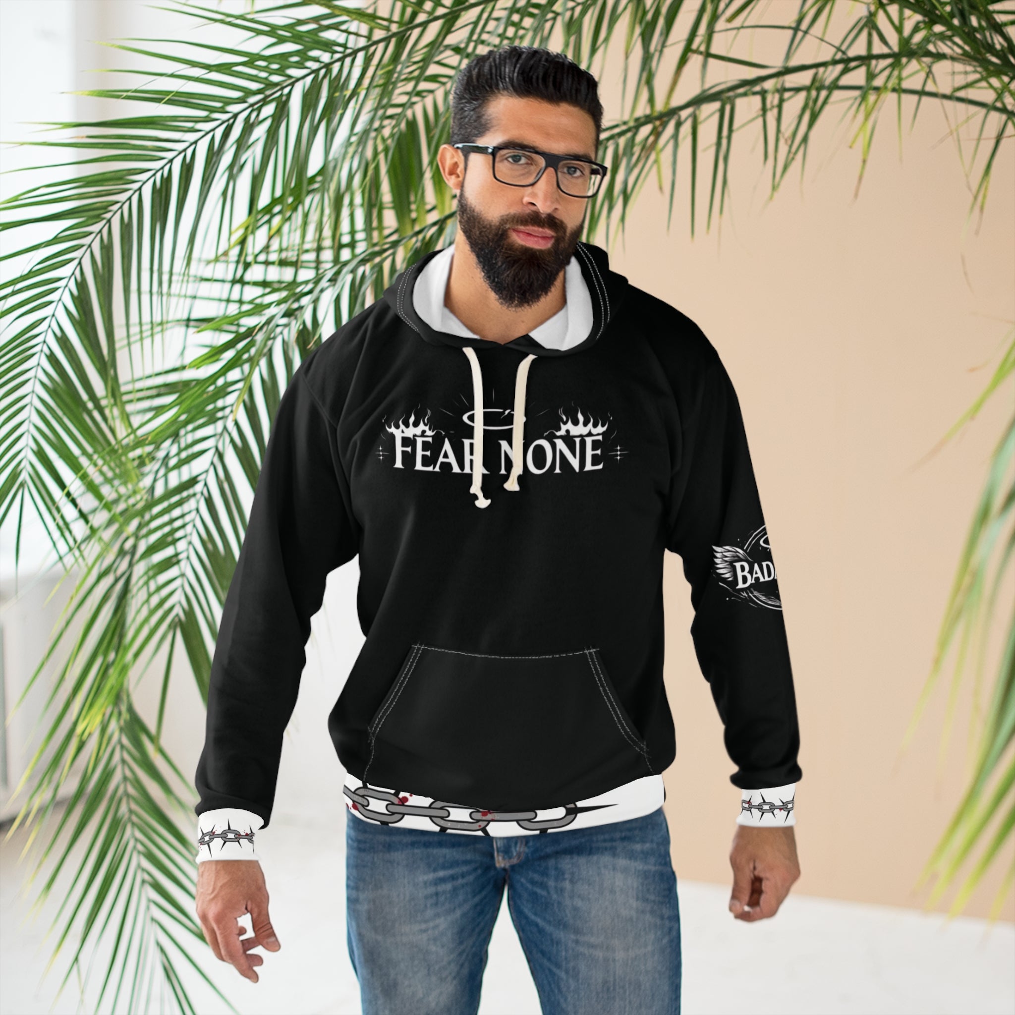 Bad Angel 'Fear None' Pullover Hoodie - Winged Gothic Streetwear