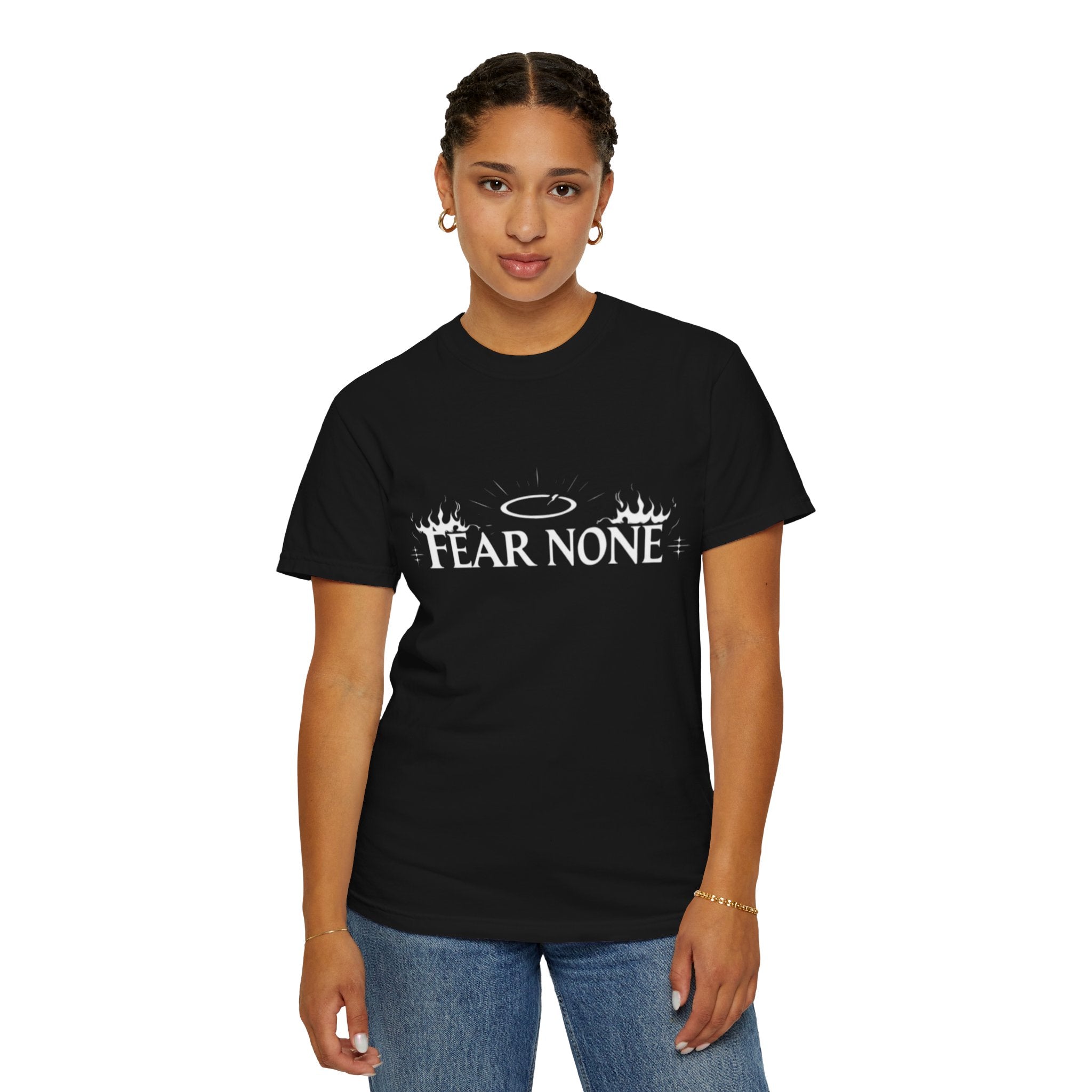 Angel Wings T-Shirt — 'Fear None' Minimal White Graphic Tee