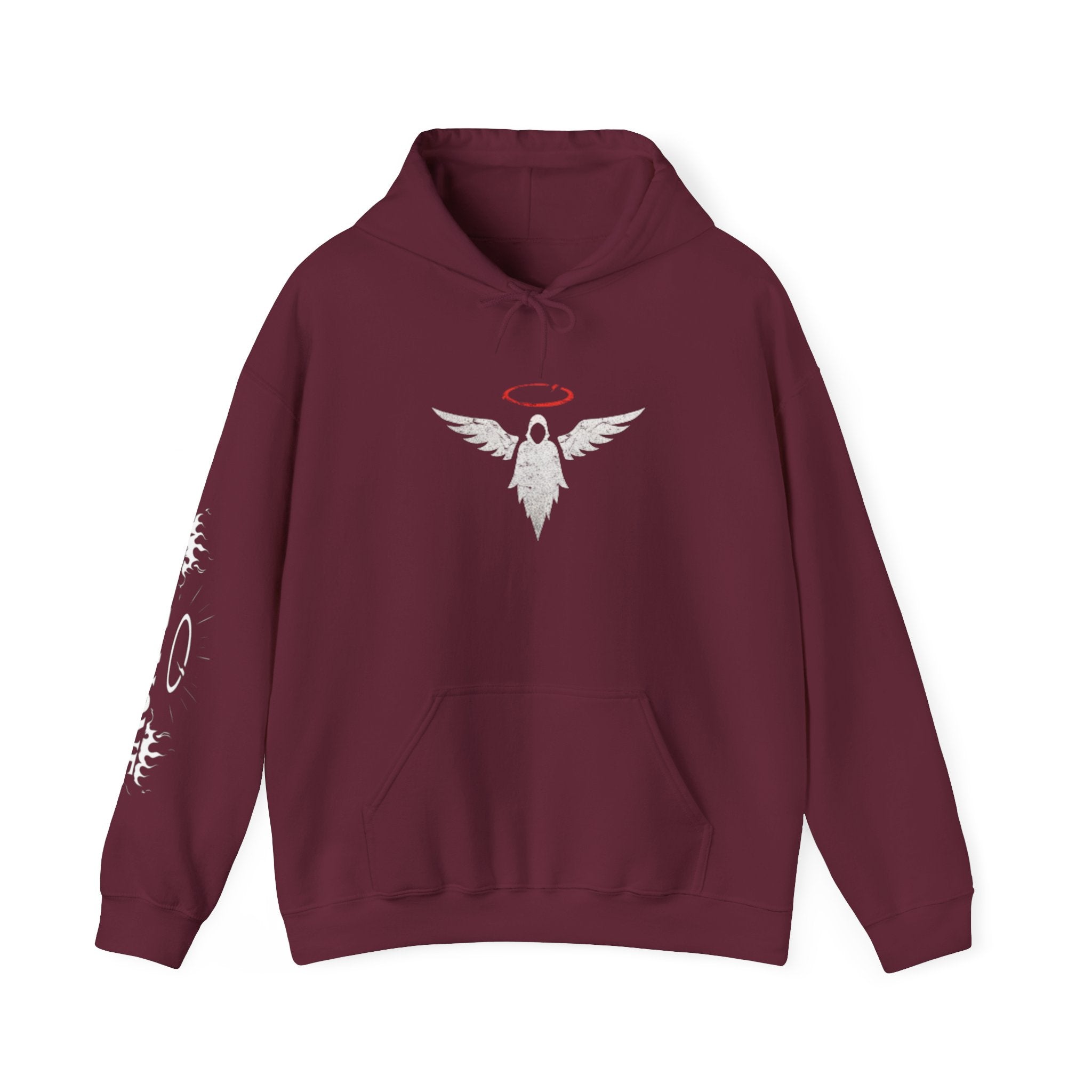 Angel Skull Hoodie — "Even Angels Sin" Graphic Pullover