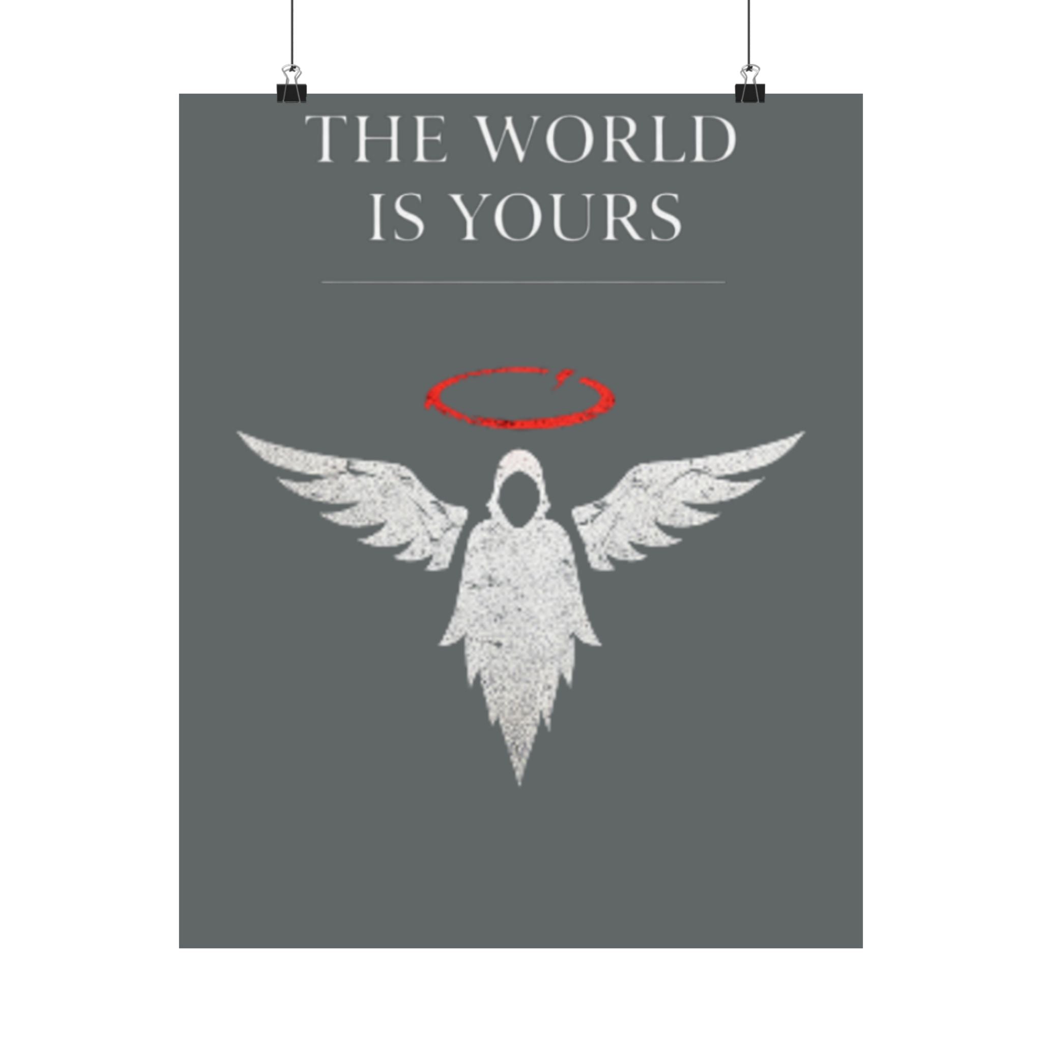 The World Is Yours Angel Poster — Matte Motivational Wall Art