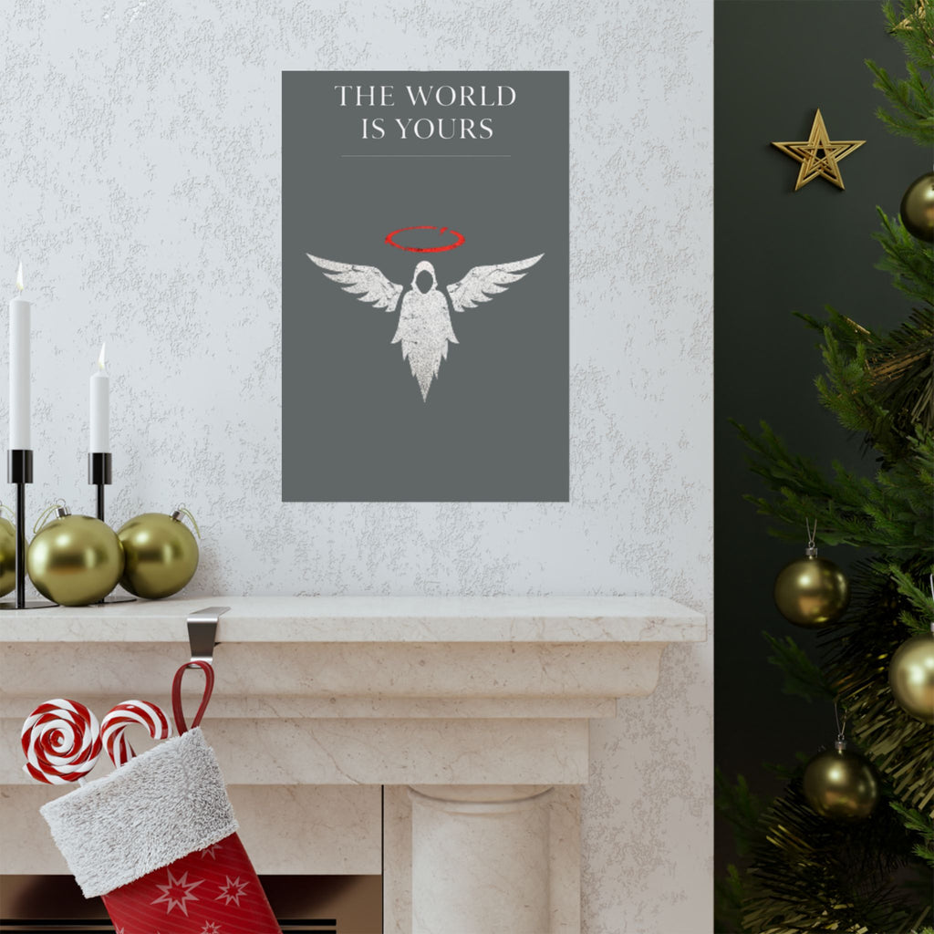 The World Is Yours Angel Poster — Matte Motivational Wall Art