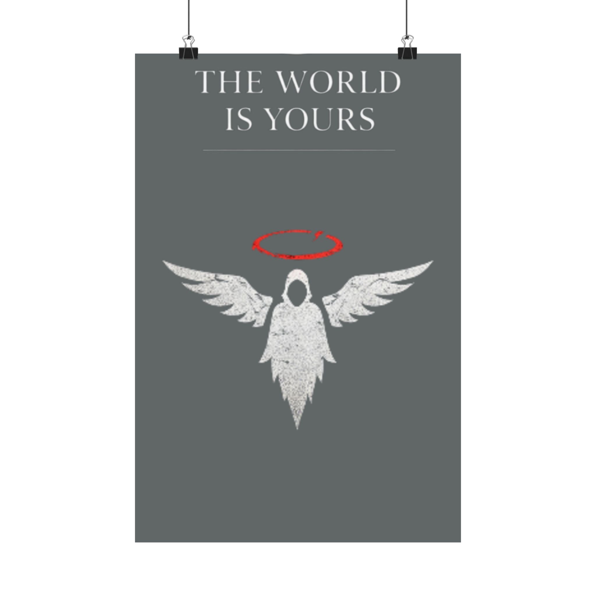 The World Is Yours Angel Poster — Matte Motivational Wall Art