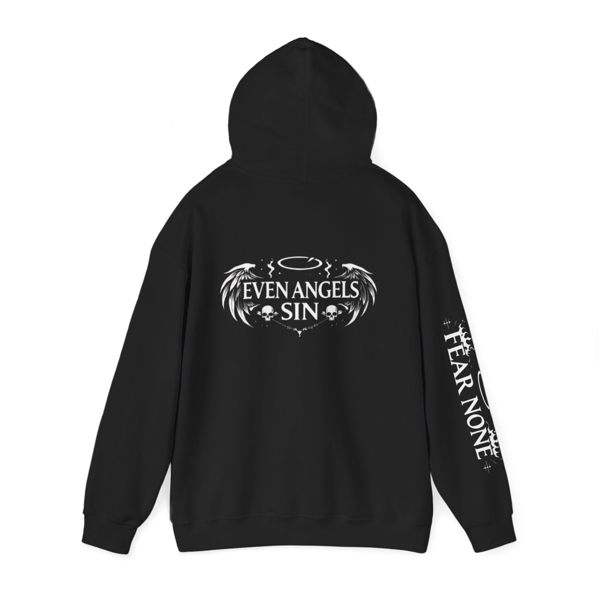 Angel Skull Hoodie — "Even Angels Sin" Graphic Pullover