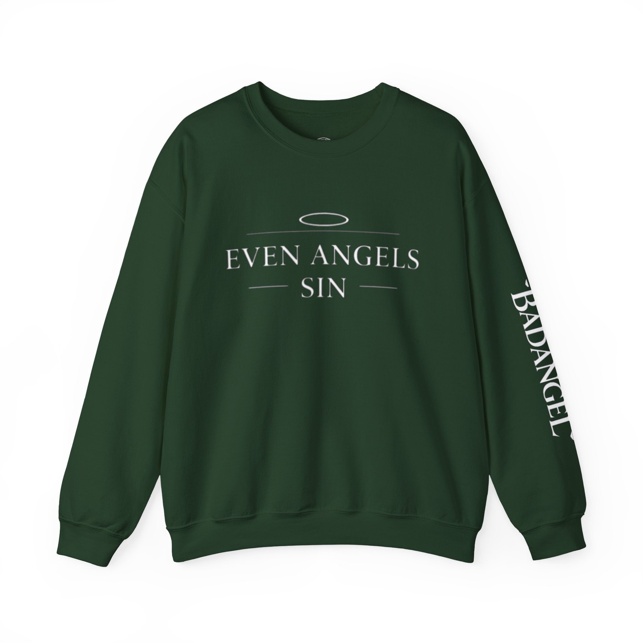 Crewneck Sweatshirt "Even Angels Sin" — Subtle Halo & Wings Graphic